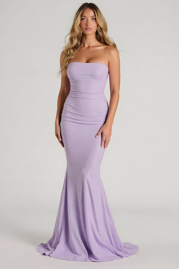 Lilac Strapless Mermaid Long Bridesmaid Dress